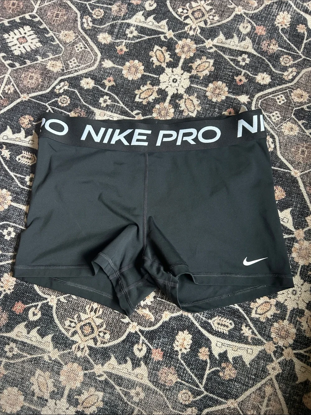 Nike Black Pro Compression Athletic Shorts with White Swoosh